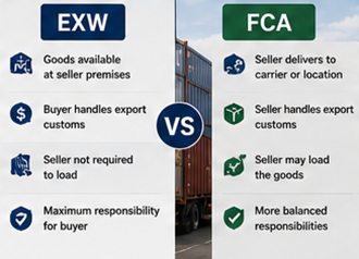 Сравнение между условията за доставка EXW и FCA в международната логистика
