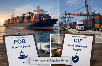 Международна морска логистика с обяснение на условията FOB и CIF чрез операции по превоз на товари