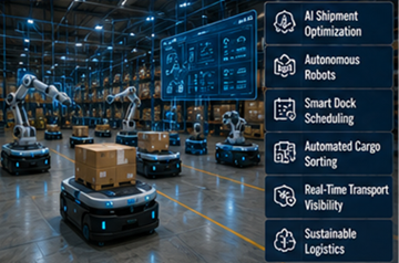 Бъдещо автоматизирано крос-докинг съоръжение, използващо роботика, AI и умни логистични технологии